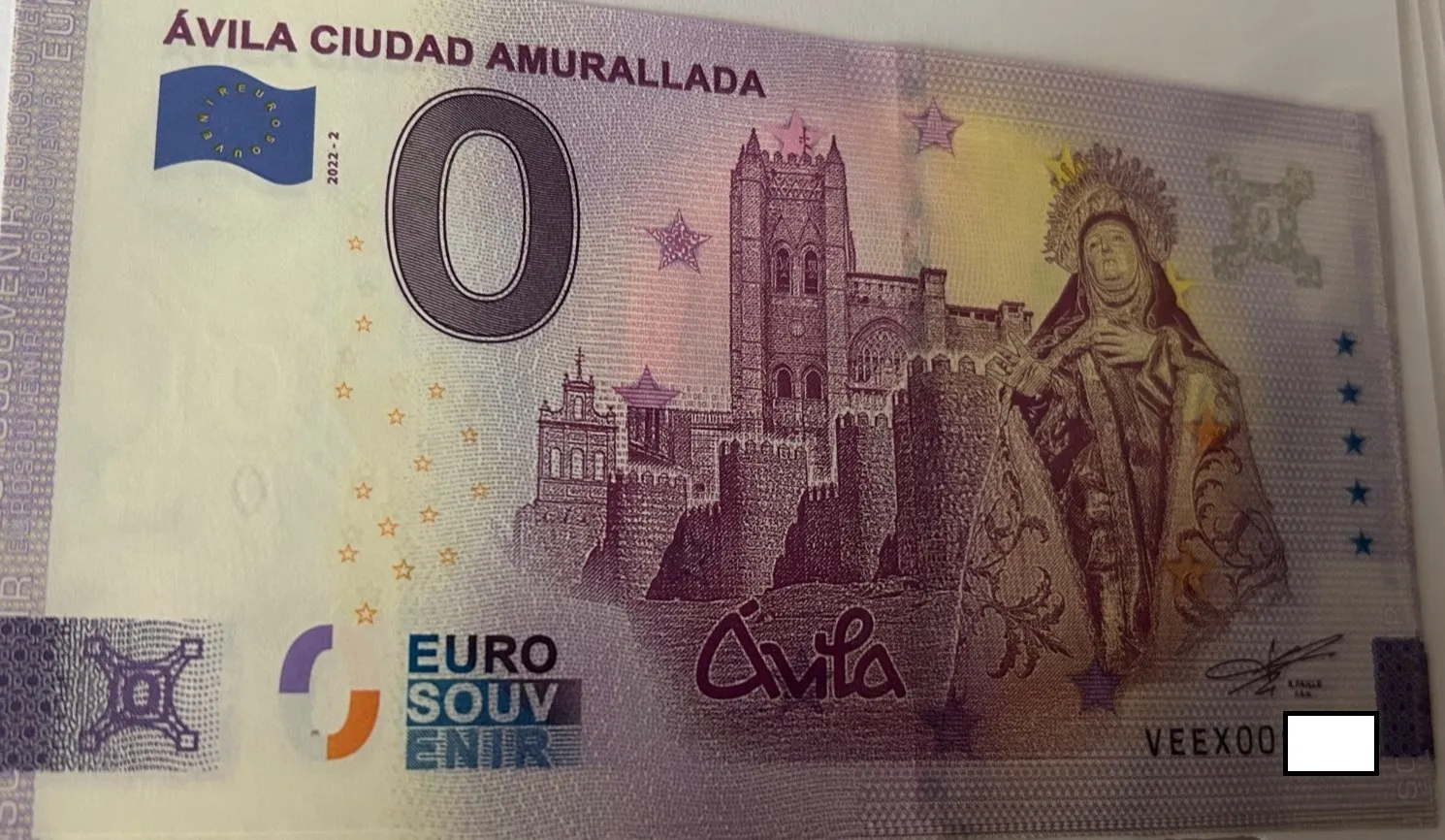 BILLETE 0 EURO ESPAÑA VEEX 2022-2 AVILA CIUDAD AMURALLADA